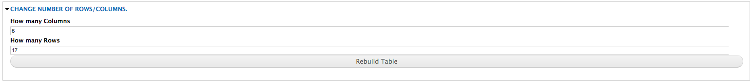 table select row and column count